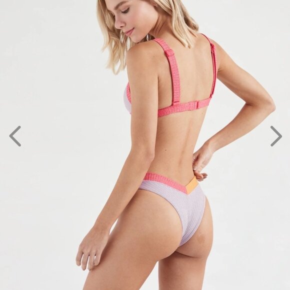 NWT OneOne Swimwear Hamptons Bikini Set Jesse Kameron Small New Shimmer Cheeky - Picture 5 of 16